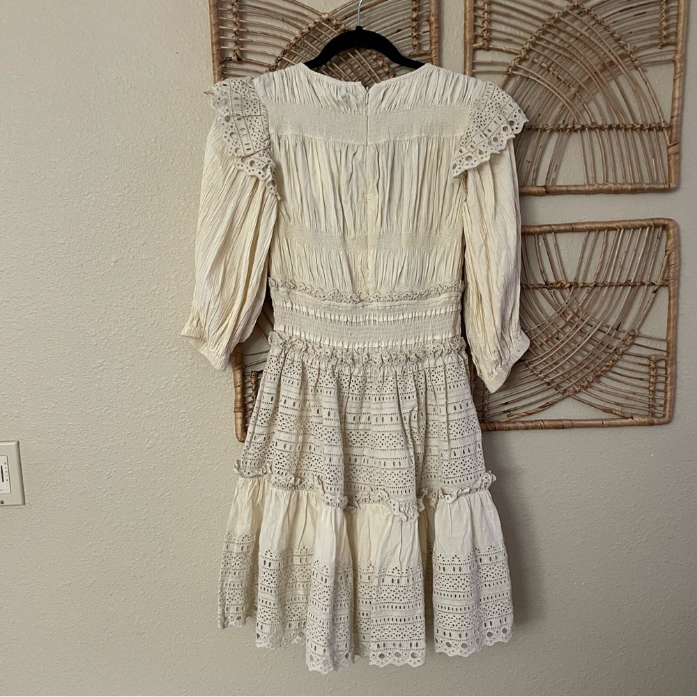 SEA NY Marley Pleated Smocked Mini Dress Cream Women's Sz 6 NWT - Picture 8 of 12